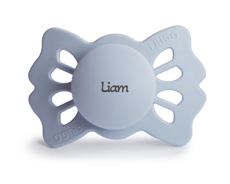 FRIGG Lucky Powder Blue pacifier with engraved name