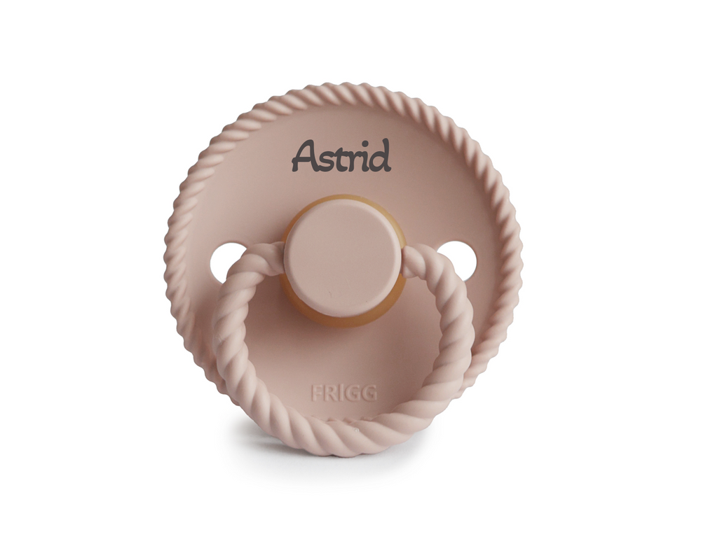 FRIGG Rope Blush pacifier with engraved name